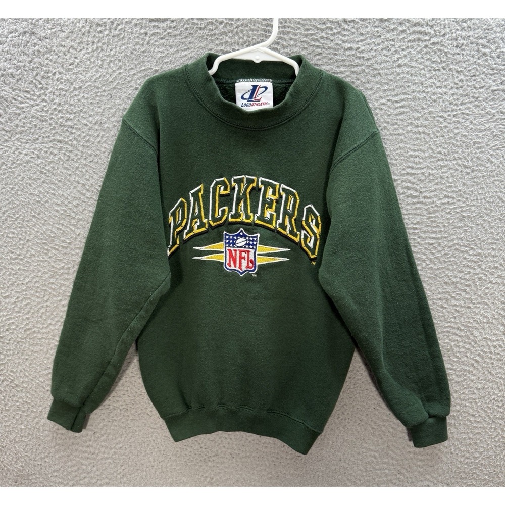 Vintage Green Bay Packers Sweatshirt Boys Small Green Crewneck Embroidered 90s